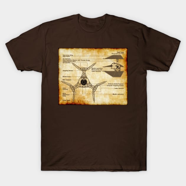 Imperial Defender Parchment Blueprint T-Shirt by Starbase79